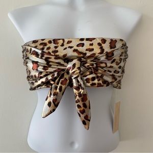 Ris-K bikini swim top only Swell in Wildcat metallic animal print strapless